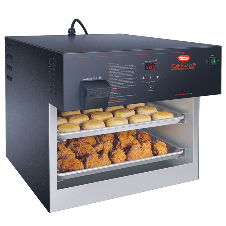 Flav-R-Savor® Air Curtain Heated Display Cabinet, (2) tier slides for half size sheet pans