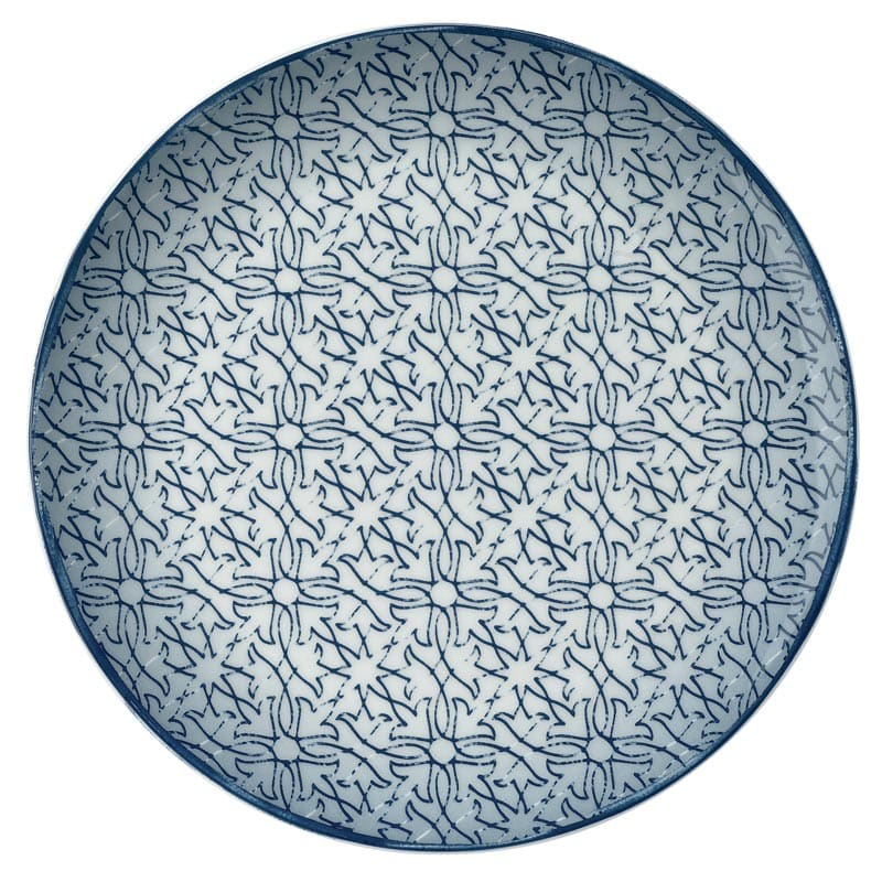 Shabby Chic Coupe Plate, 12-5/8", Dark Blue with Ornaments