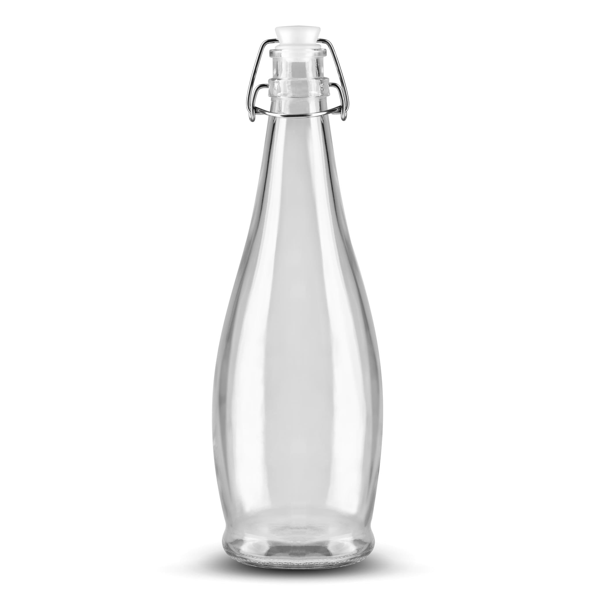 34.6 oz. Glass Water Bottle with Wire White Lid