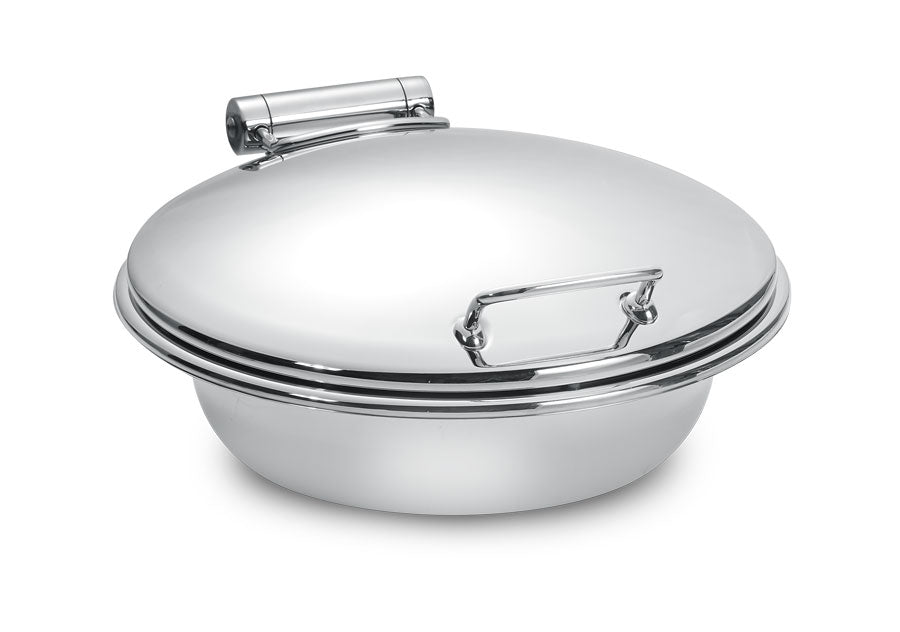 Park Avenue 6 Quart Round Chafing Dish w/ Hinged Lid, Stainless Steel