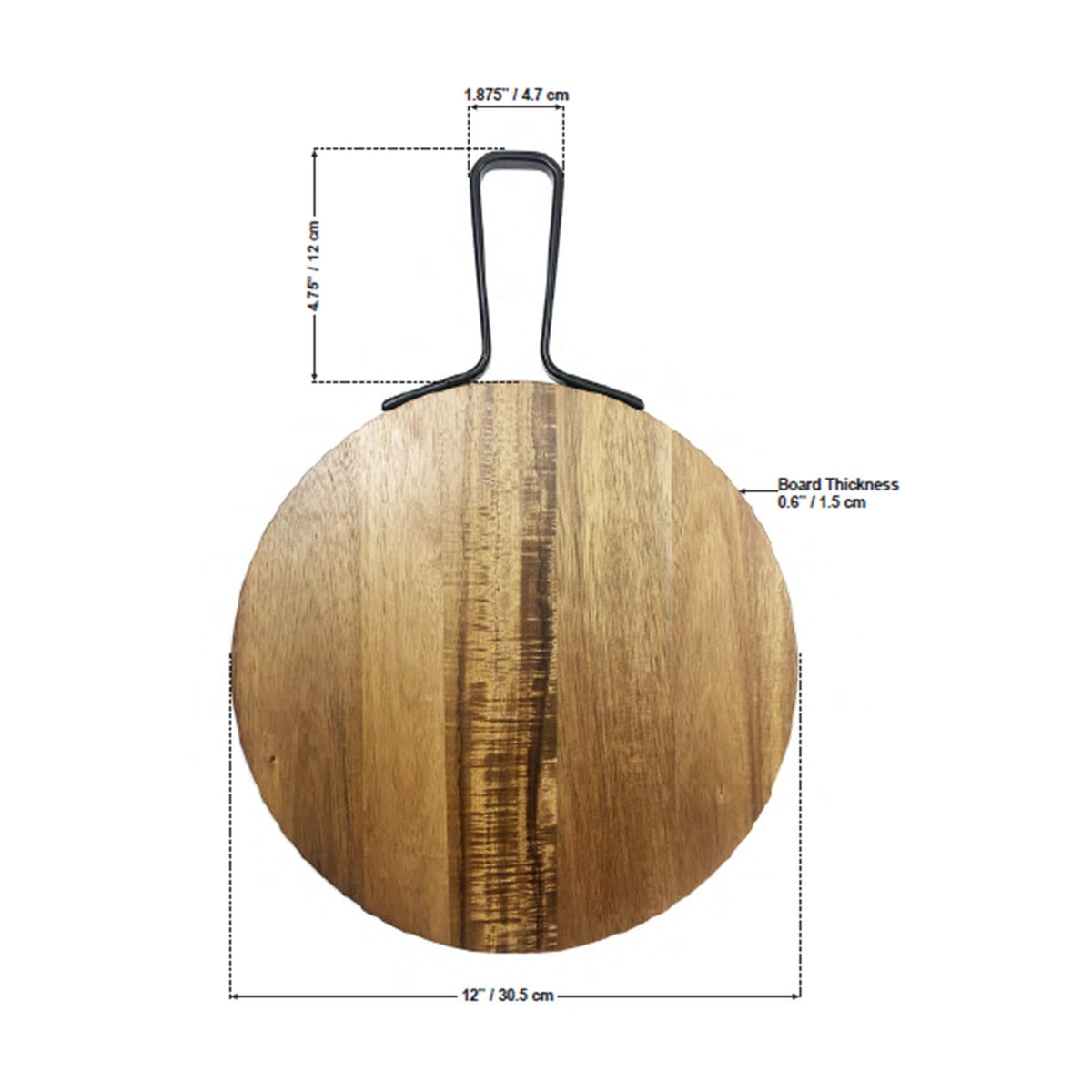 Industrial Collection™ 12" Round Serving Paddle - Acacia, Brown