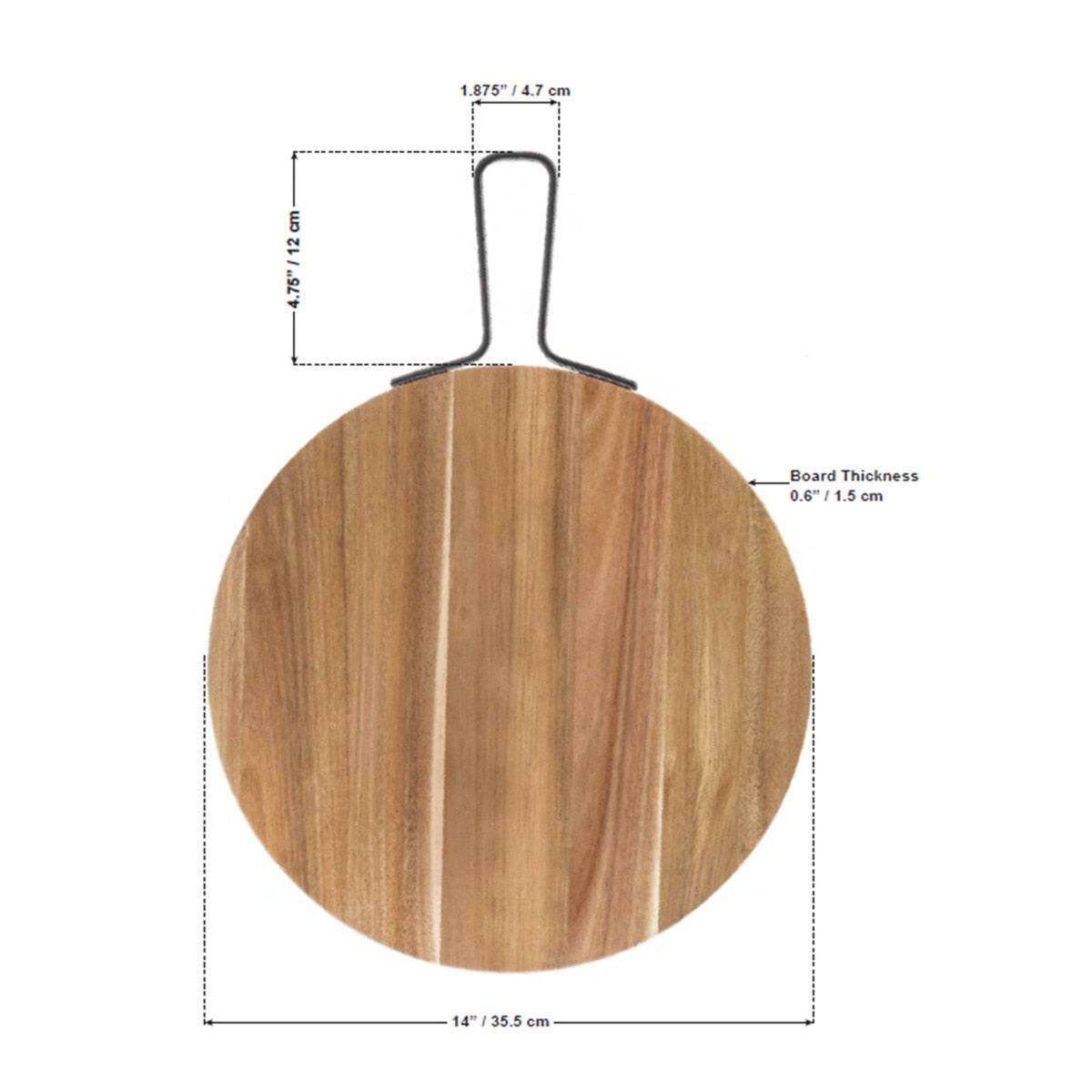 Industrial Collection™ 14" Round Serving Paddle - Acacia, Brown