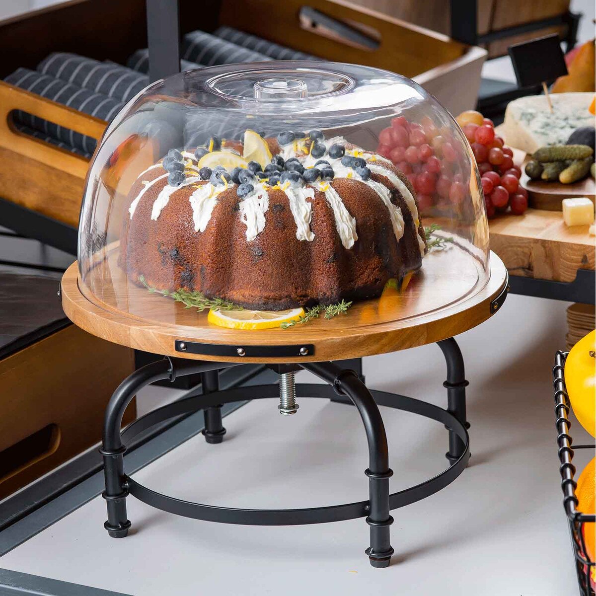 Industrial Collection™ 13" Round Cake Stand - Acacia, Black