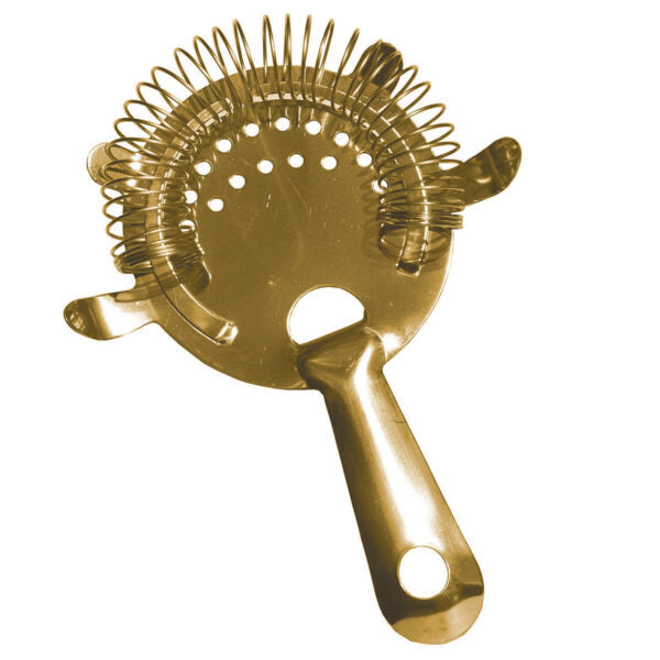 6" Cocktail Strainer, 4 Prong, Gold PVD Finish