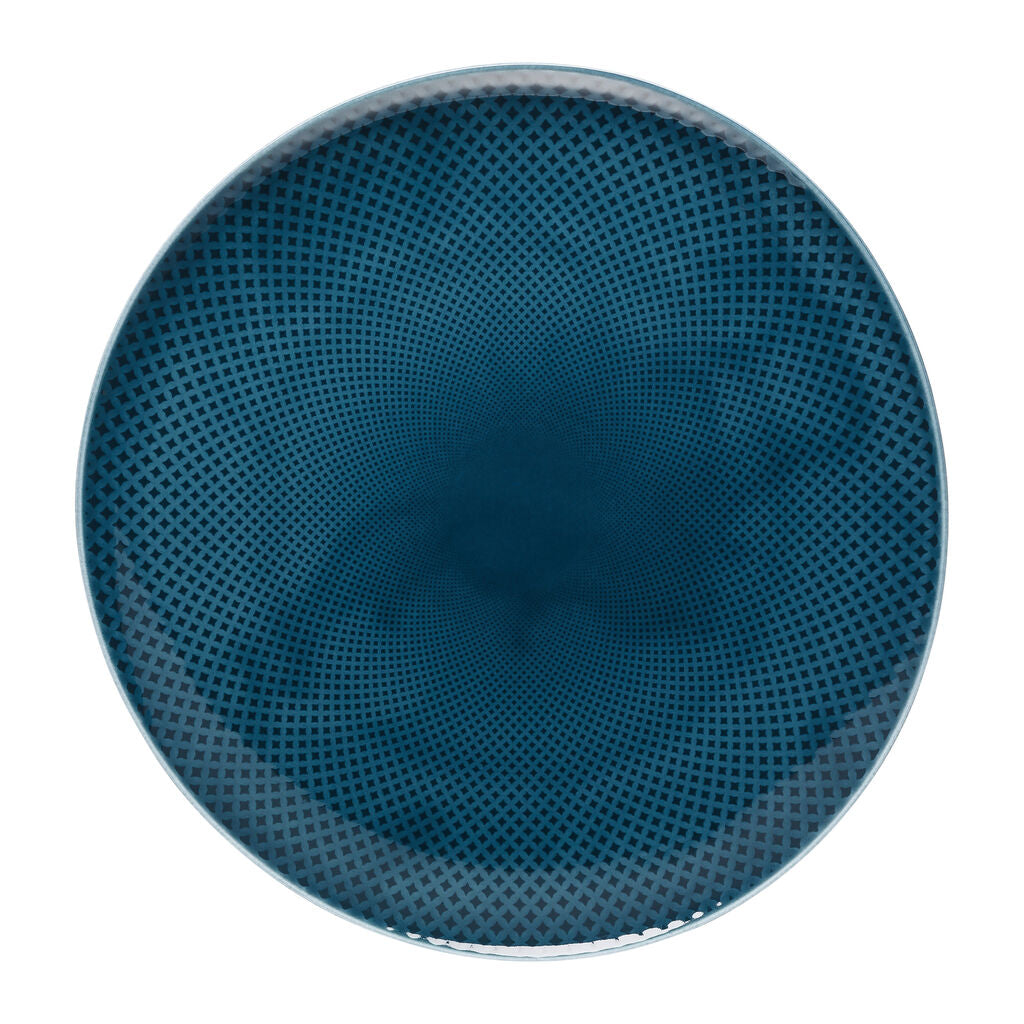 Plate, 12-5/8" dia., round/freeform, Junto, ocean blue