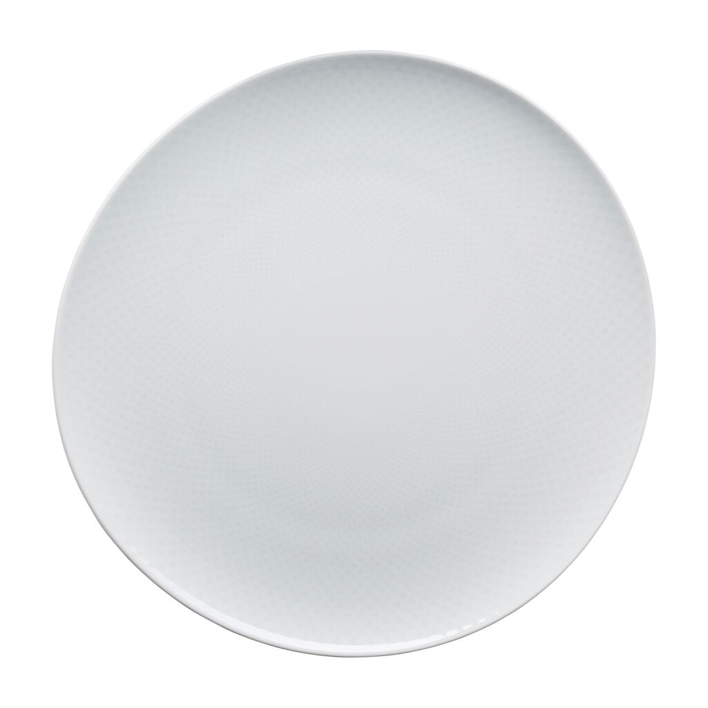 Plate, 12-5/8" dia., round/freeform, Junto, white