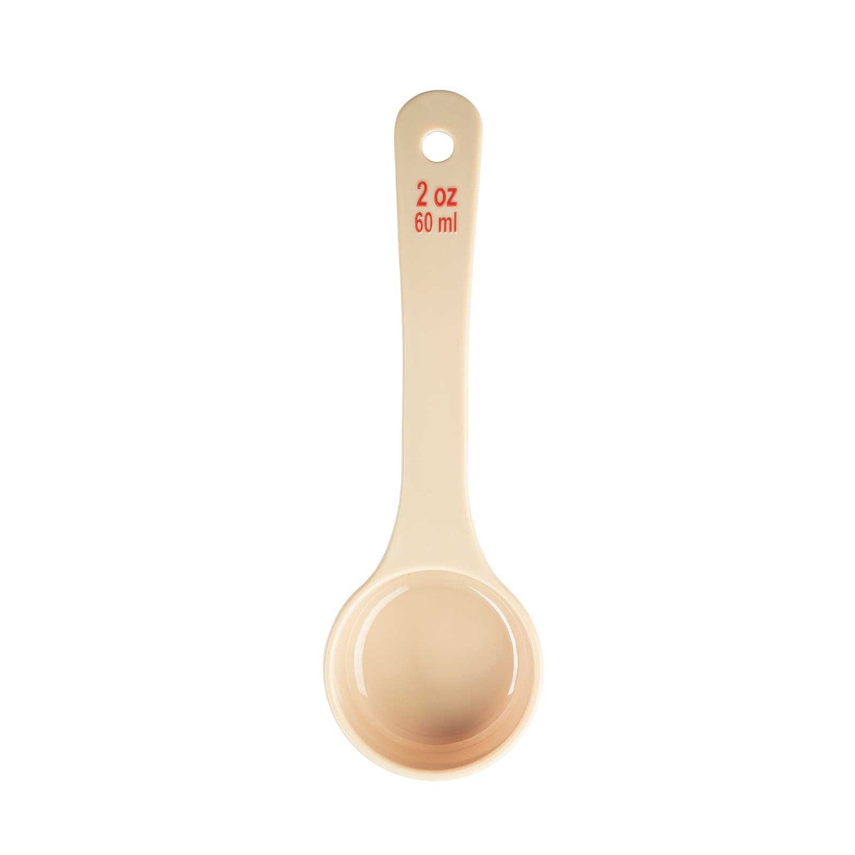 Spoonout, 2 oz., 7.785" x 2.5" x 1", solid, short handle, red
