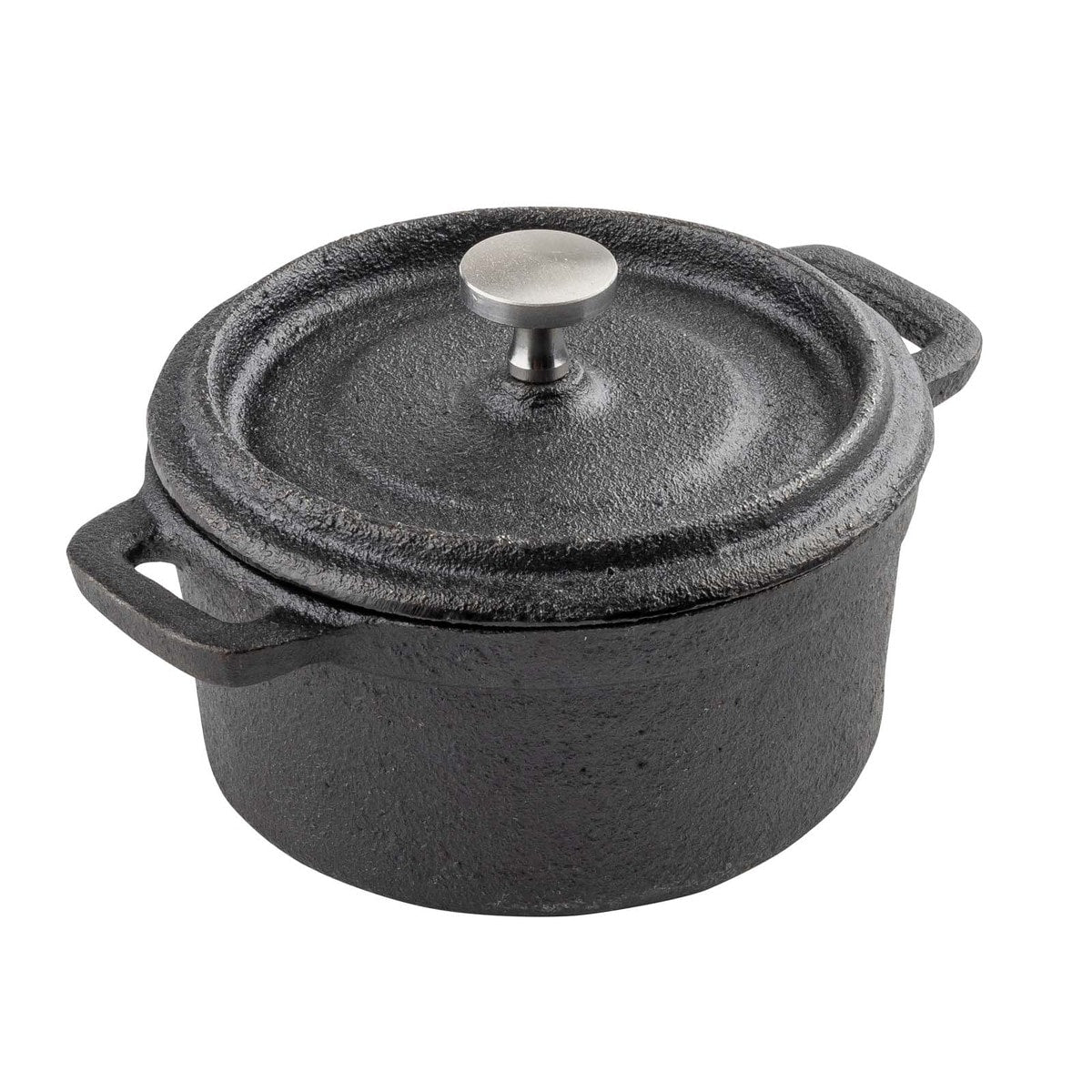 Cocotte, 8 oz., with lid & handles, cast iron, black