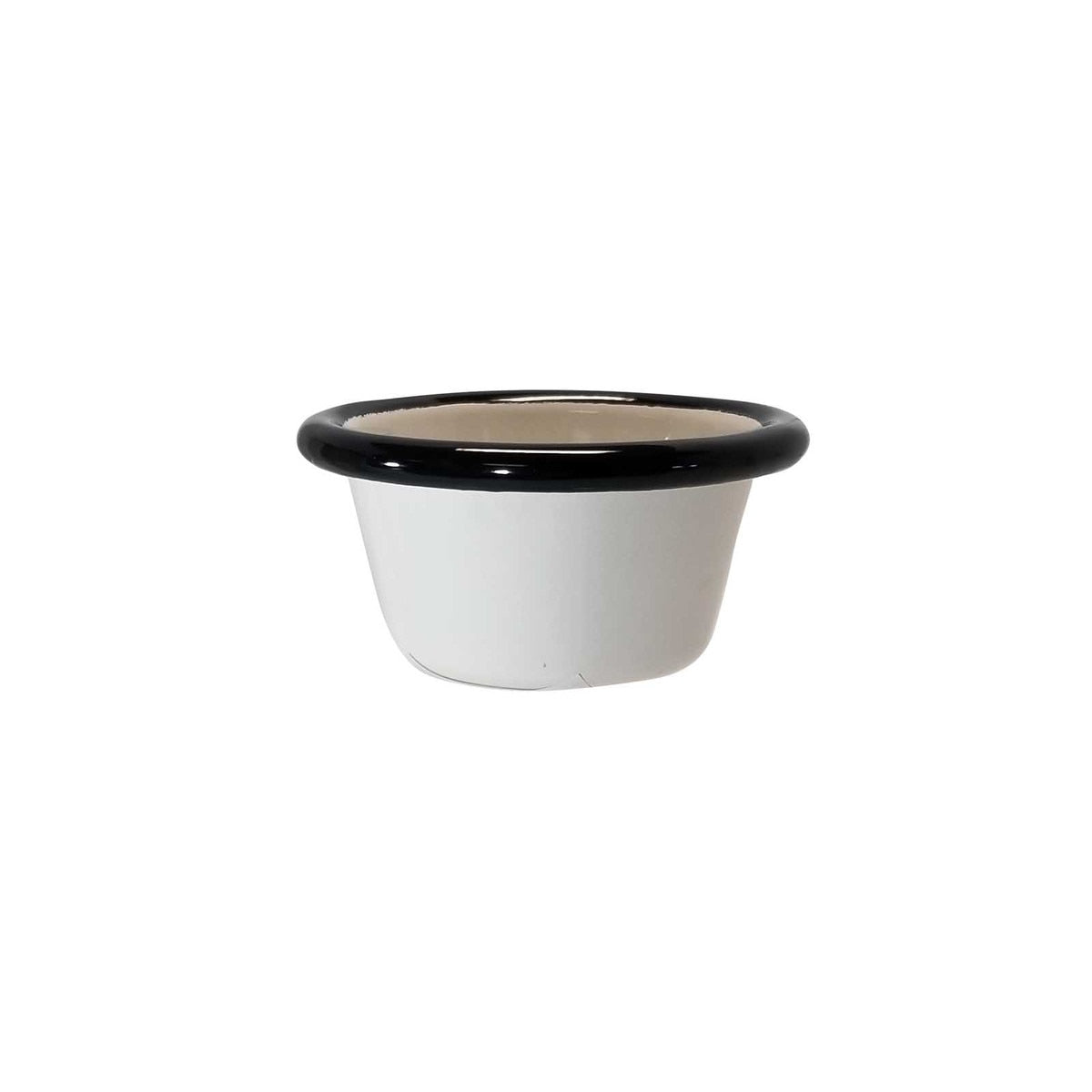 Enamelware Collection™ 2 oz. Round Ramekin, White/Black