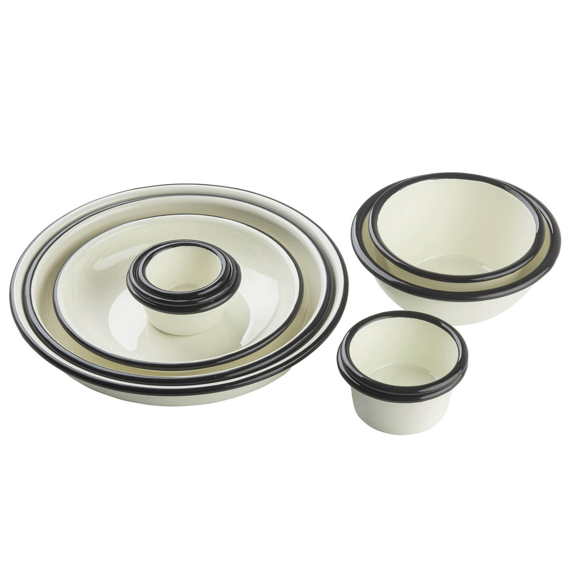 Enamelware Collection™ 5 oz. Round Ramekin, White/Black