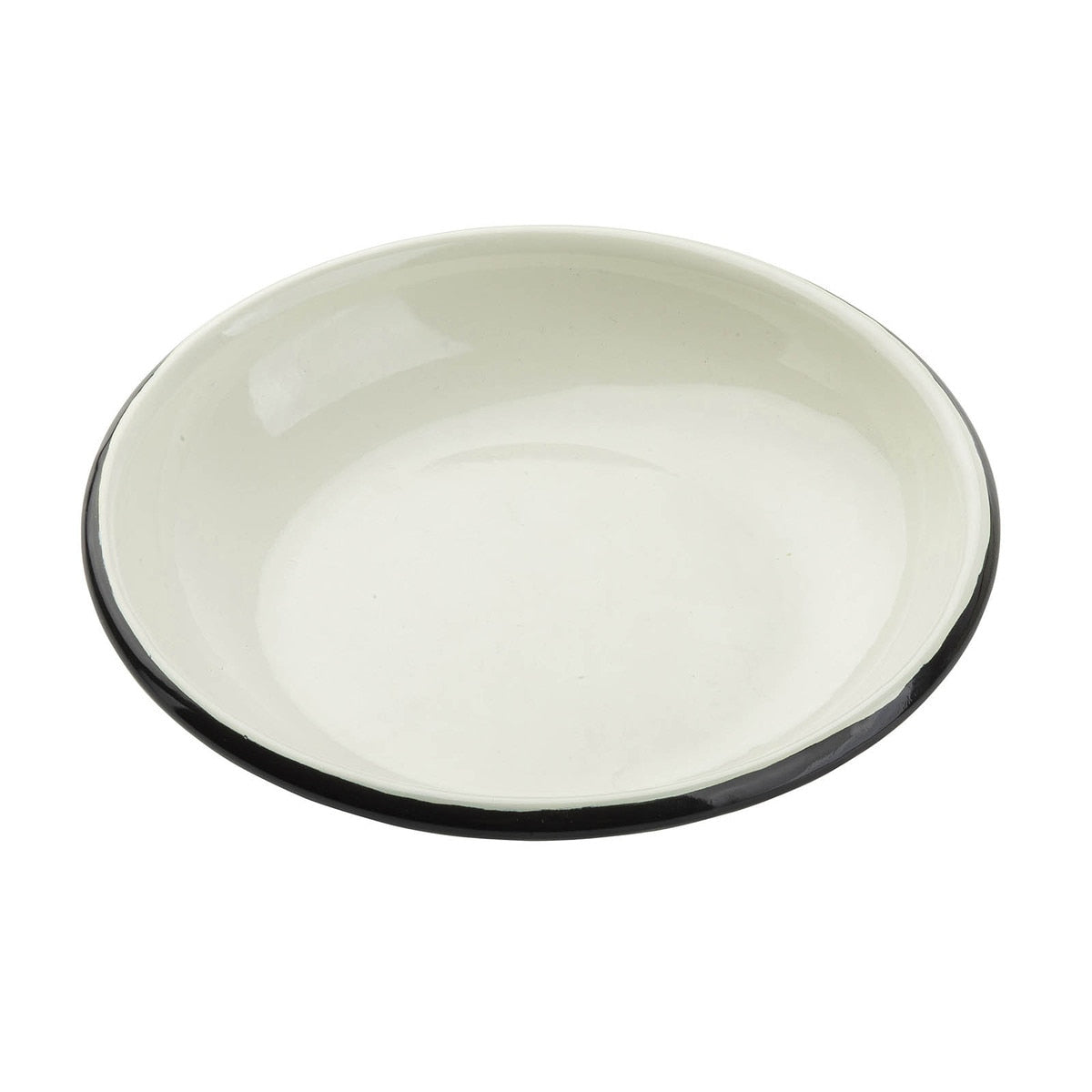 Enamelware Collection™ 7.375" Round Plate, White/Black