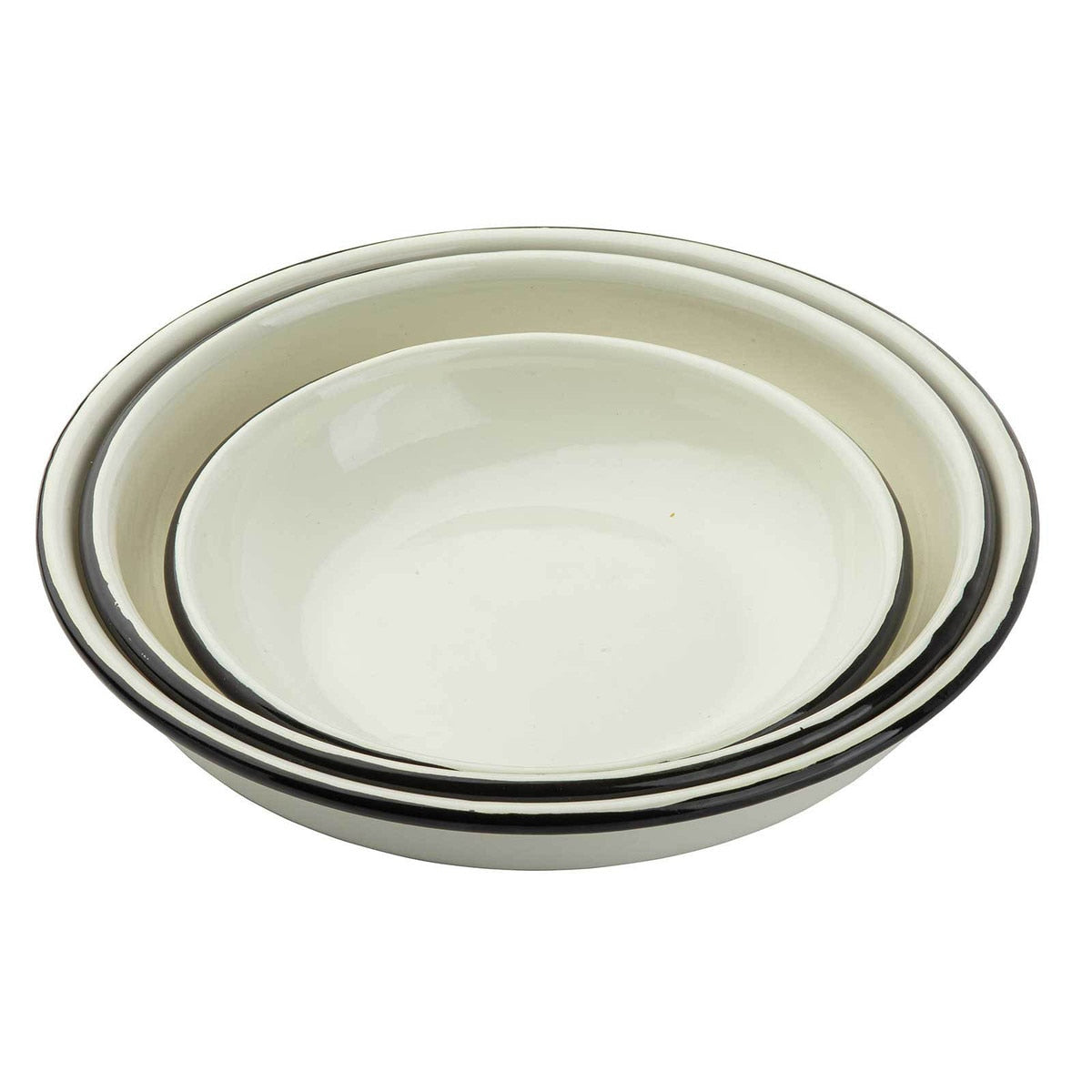 Enamelware Collection™ 7.375" Round Plate, White/Black