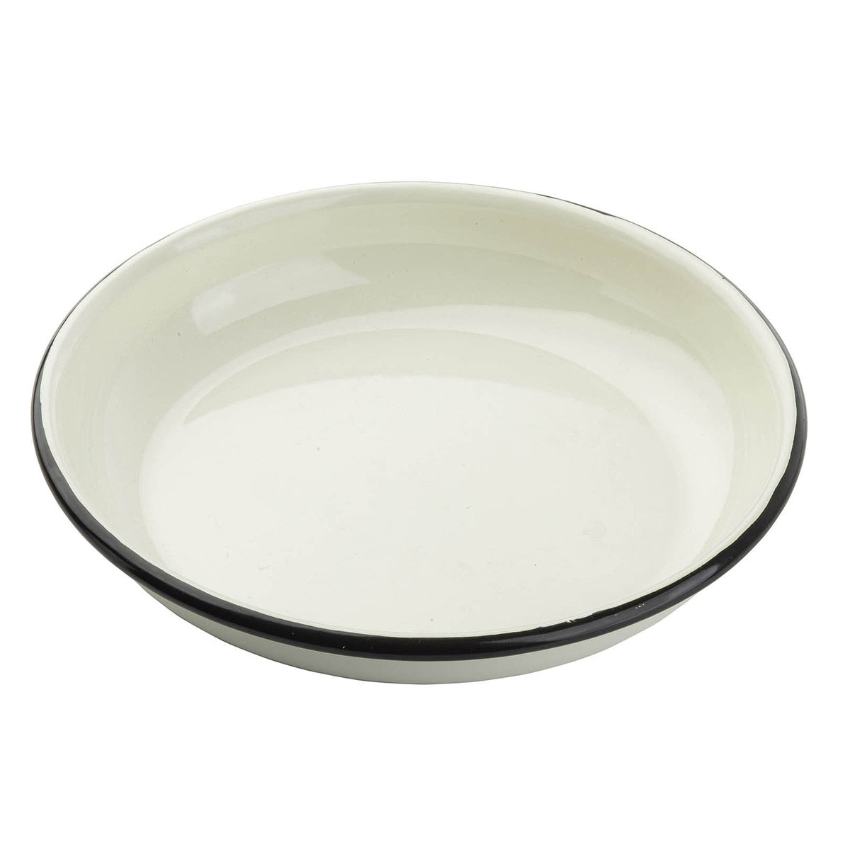 Enamelware Collection™ 10" Round Plate, White/Black