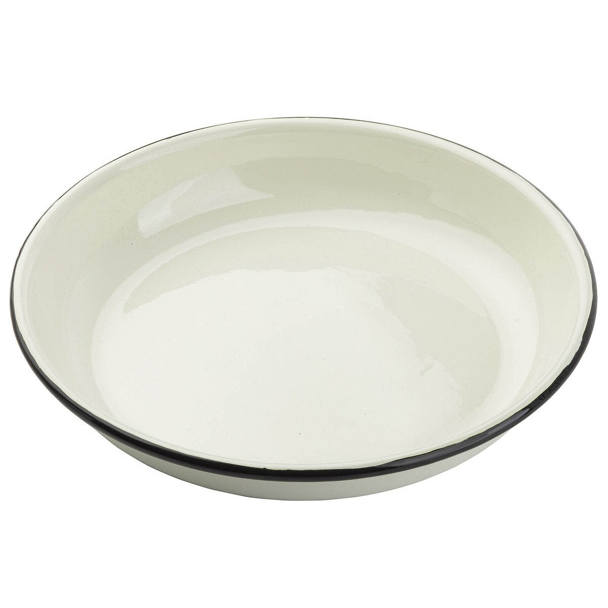 Enamelware Collection™ 9" Round Pasta Plate, White/Black