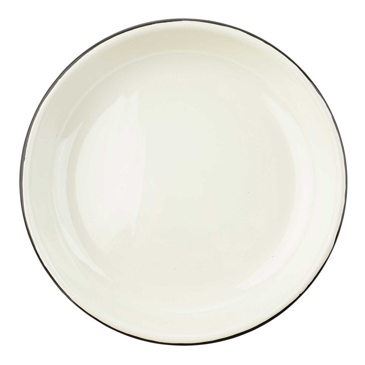 Enamelware Collection™ 9" Round Pasta Plate, White/Black