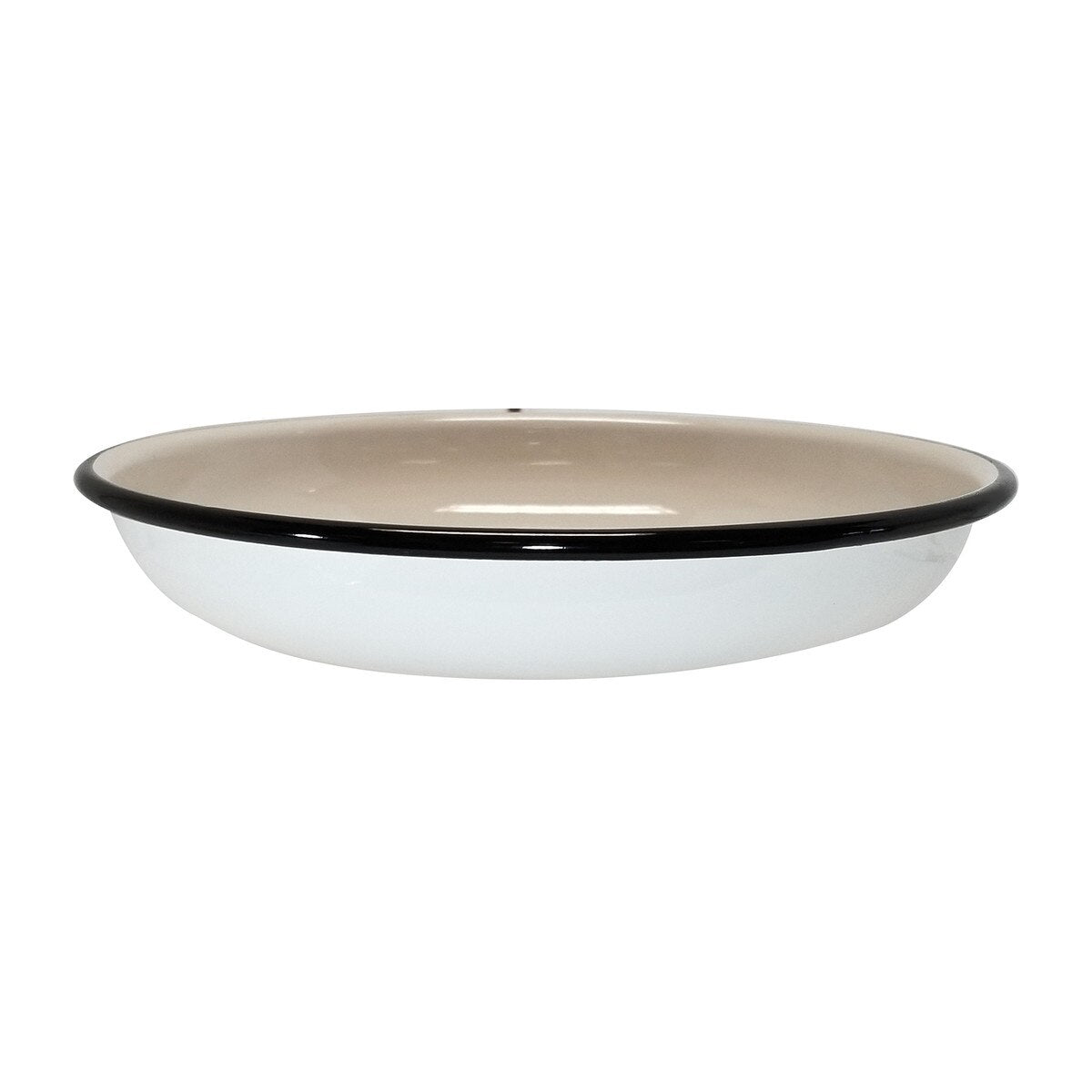 Enamelware Collection™ 9" Round Pasta Plate, White/Black