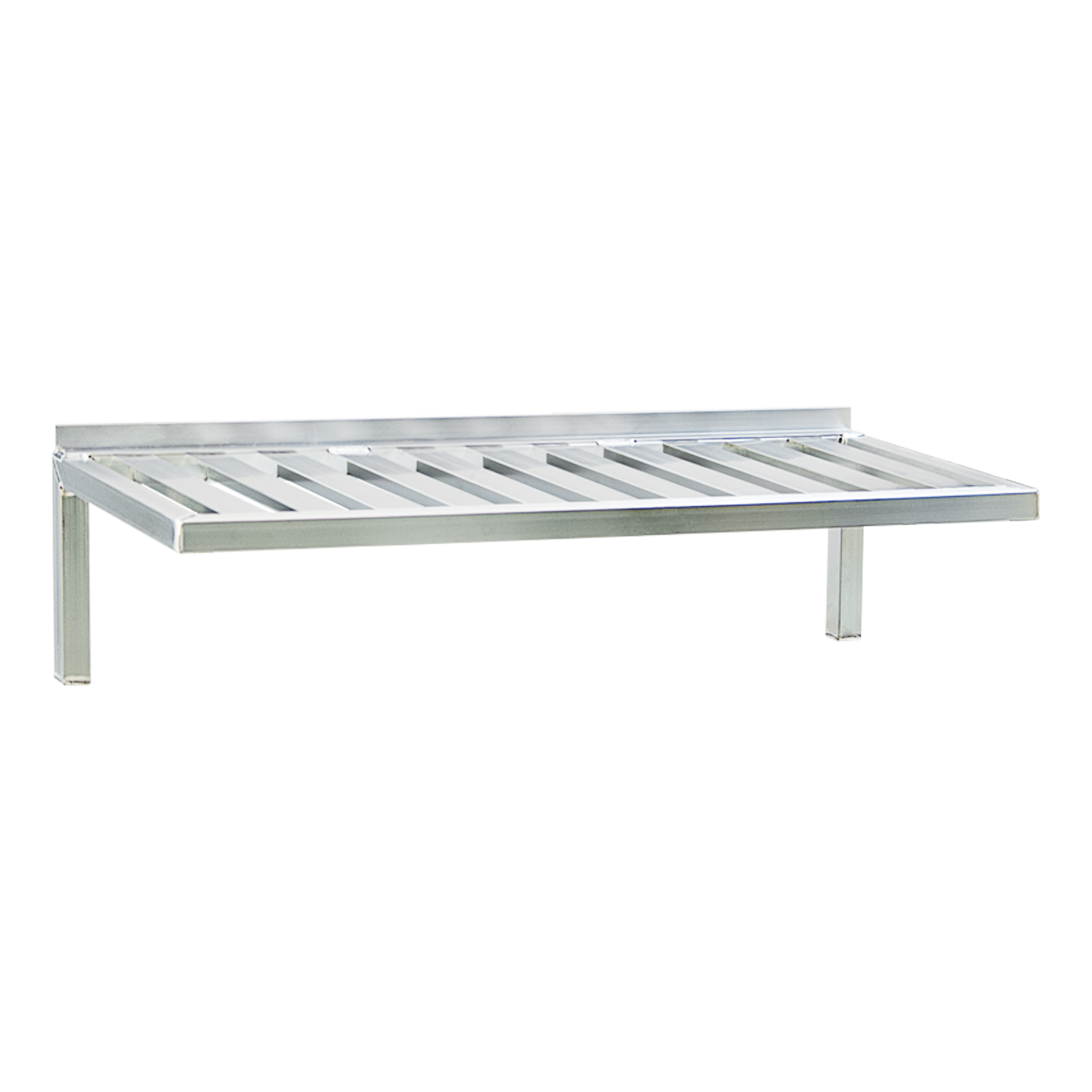 Heavy Duty Welded T-Bar (Slatted) Aluminum Wall-Mounted Shelf - 48"L x 20"W x 13.5"H