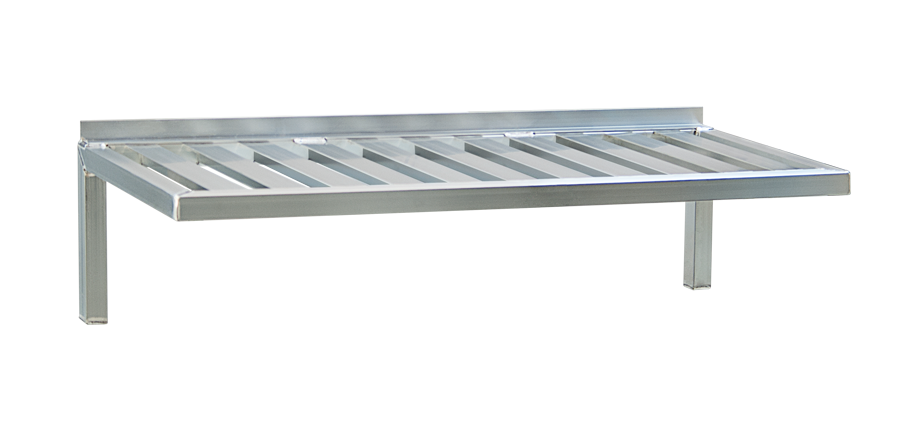 Heavy Duty Welded T-Bar (Slatted) Aluminum Wall-Mounted Shelf - 60"L x 20"W x 13.5"H