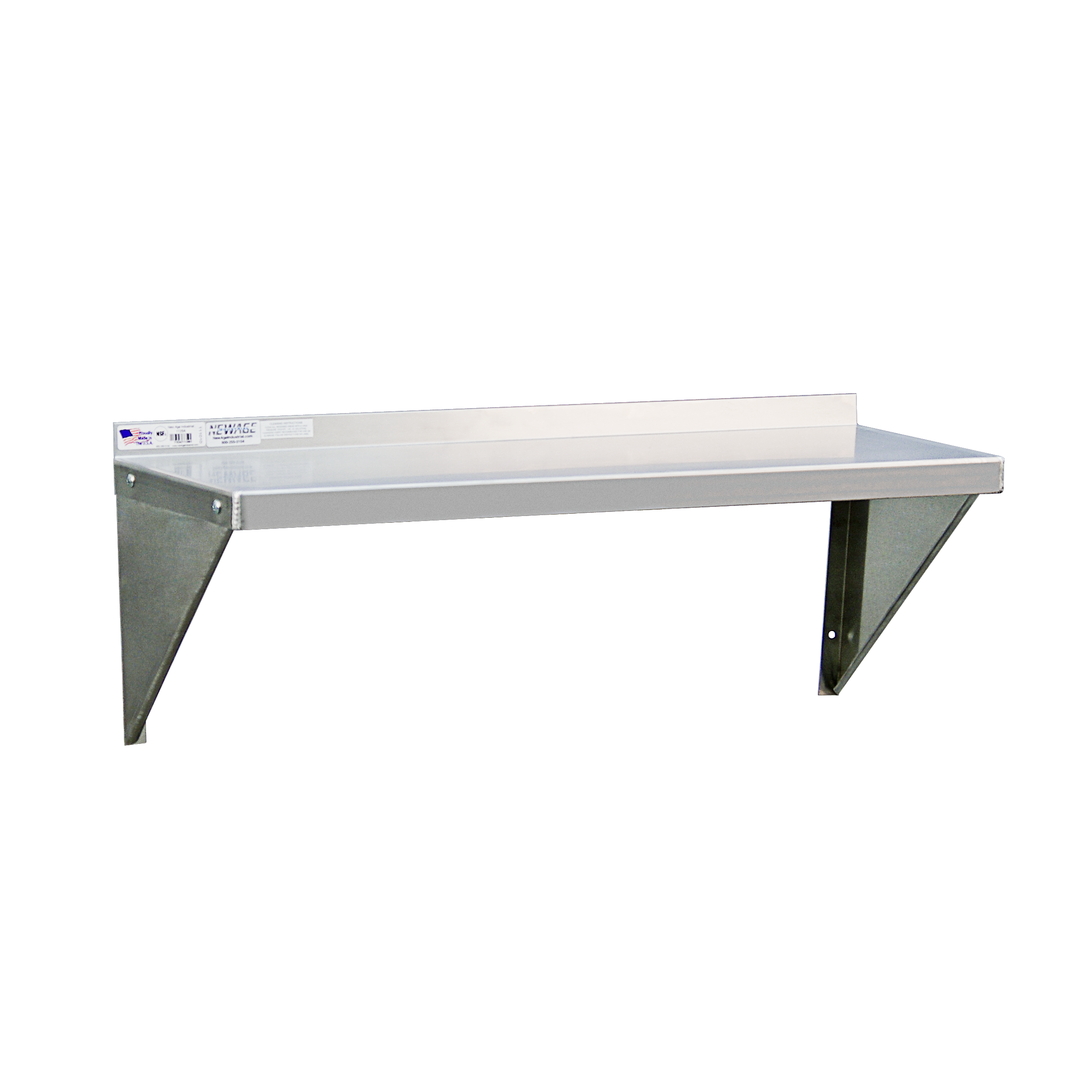 Heavy Duty Welded Solid Aluminum Wall-Mounted Shelf with Marine Edge - 18-Gauge - 36.5"L x 12.25"W x 13.5"H