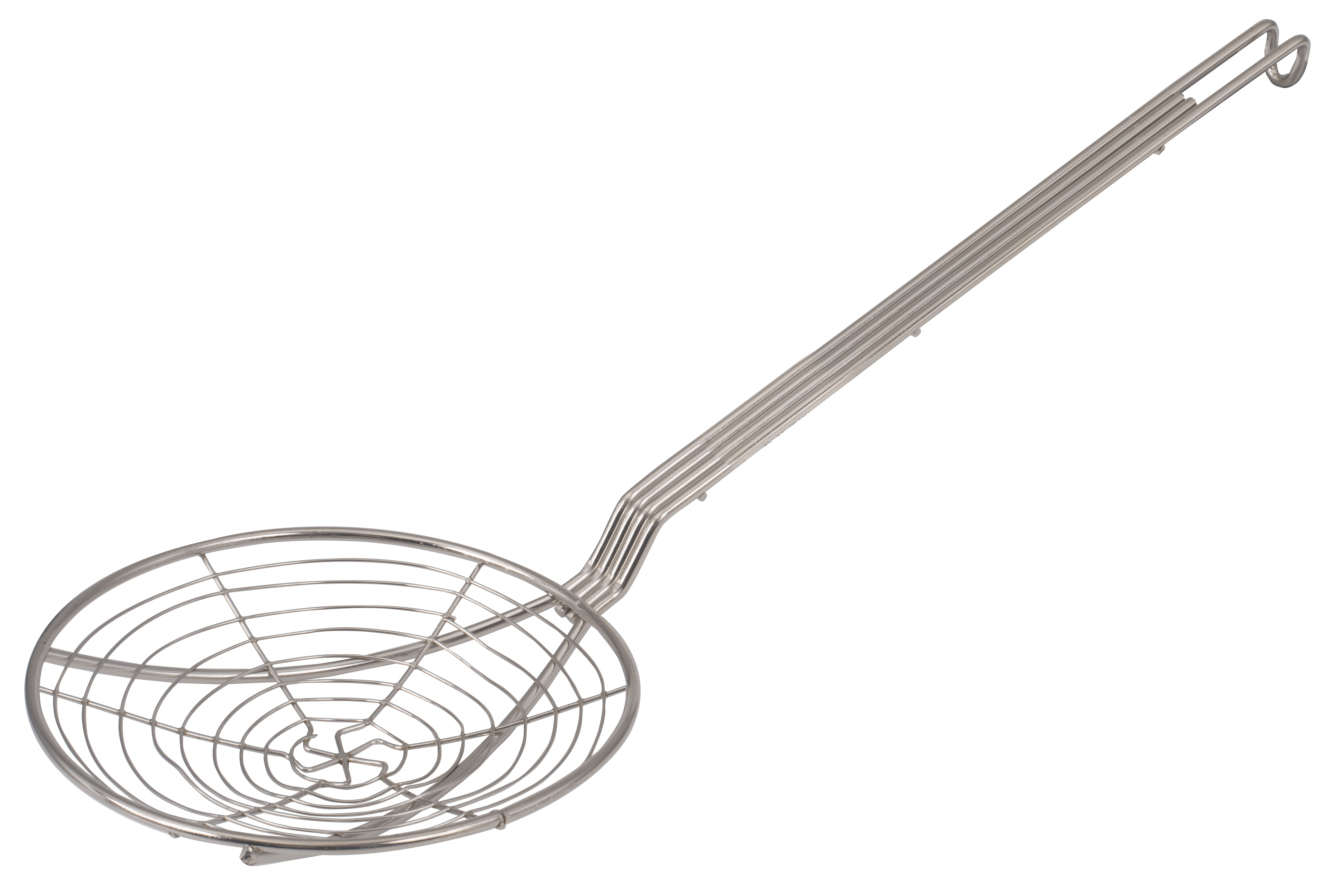 Skimmer, 7"D, Round, Spiral Plated Wire Mesh