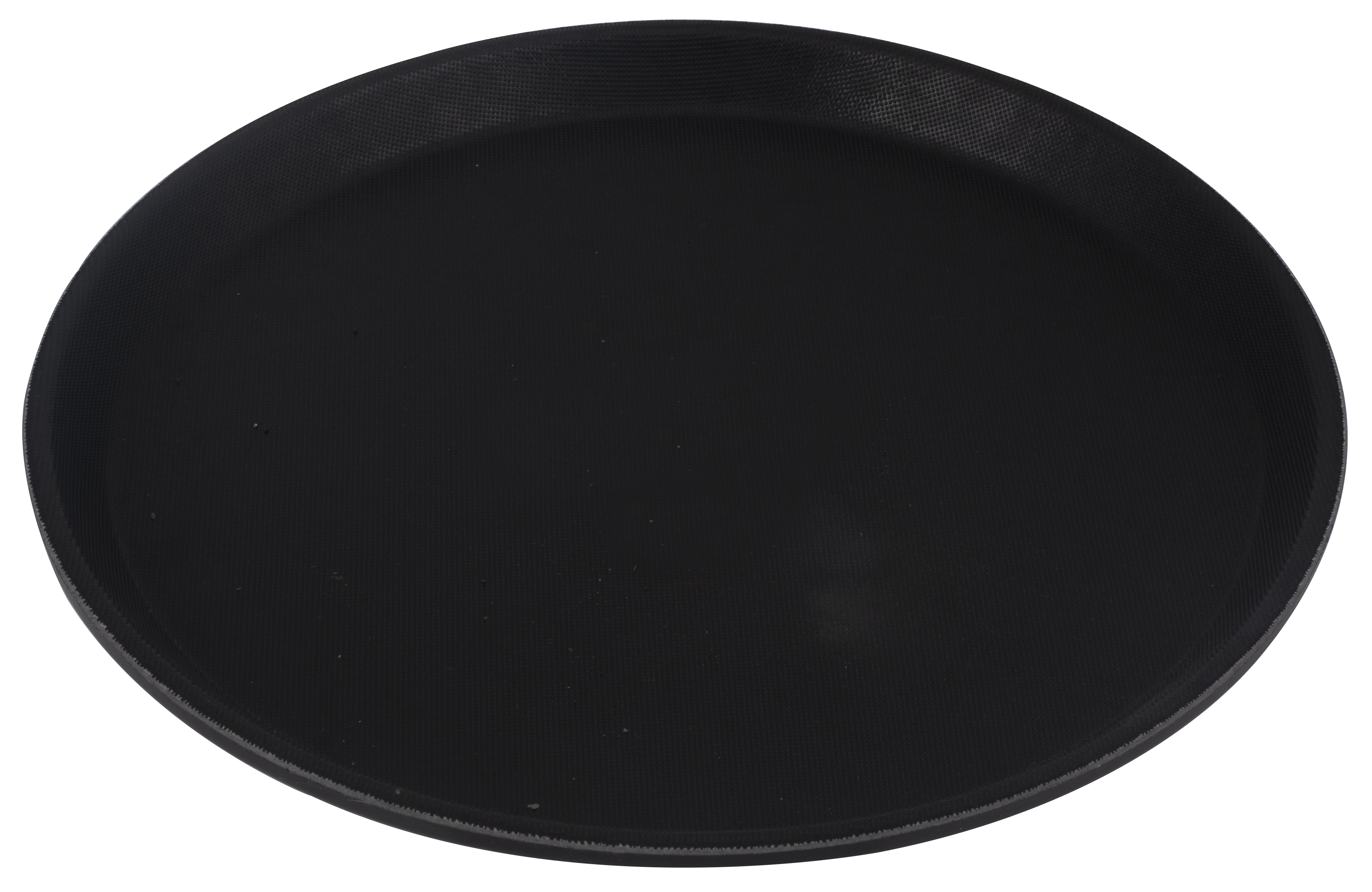 Serving Tray Rubber Lined, 11" Round, Black, Fiberglass