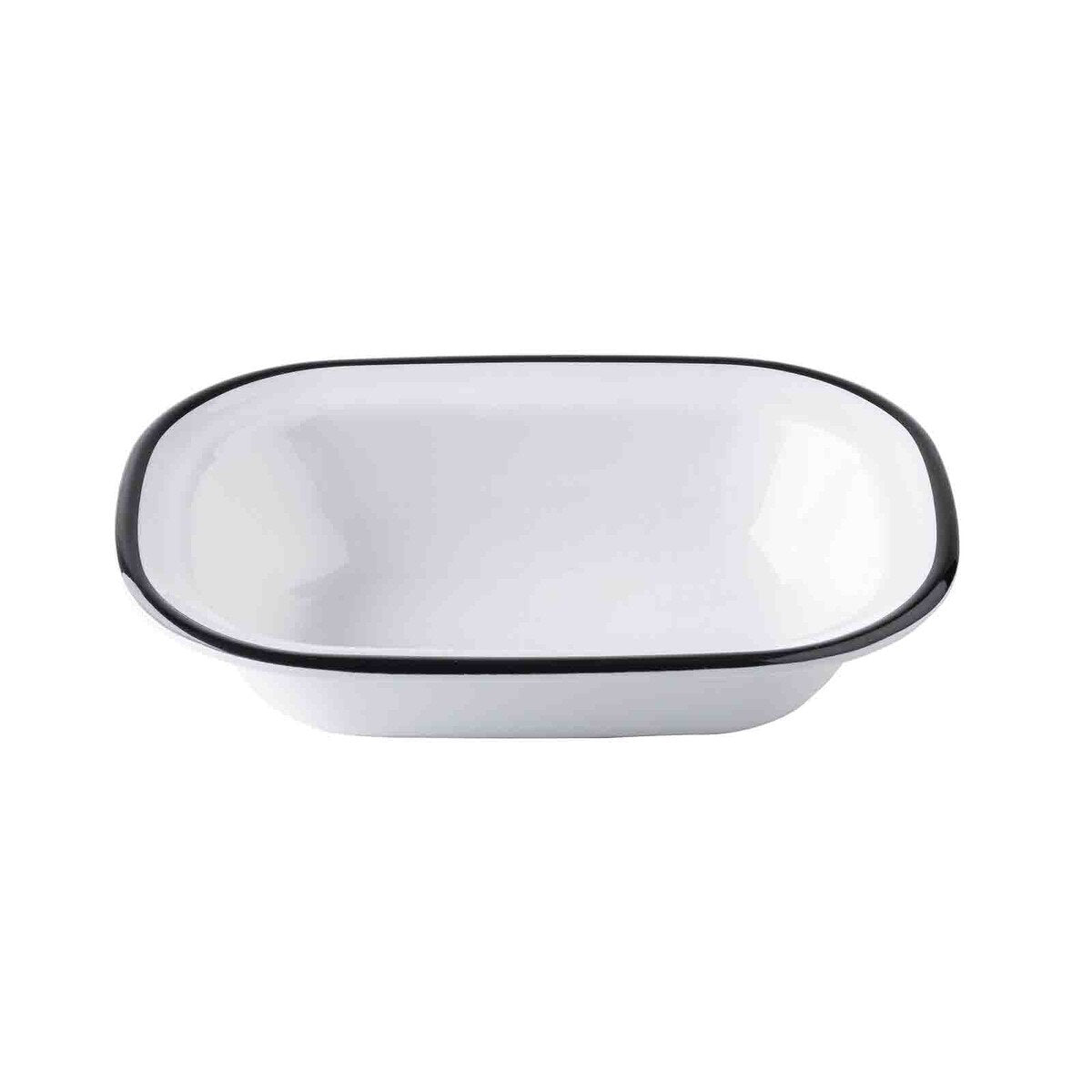 Canteen Collection 18 oz. Rectangular Serving Pan - Melamine, White/Black