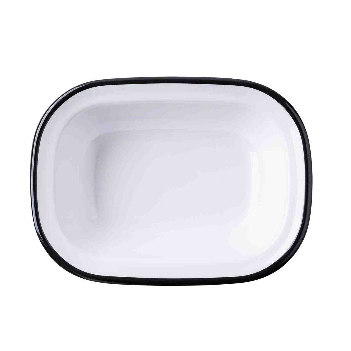 Canteen Collection 18 oz. Rectangular Serving Pan - Melamine, White/Black