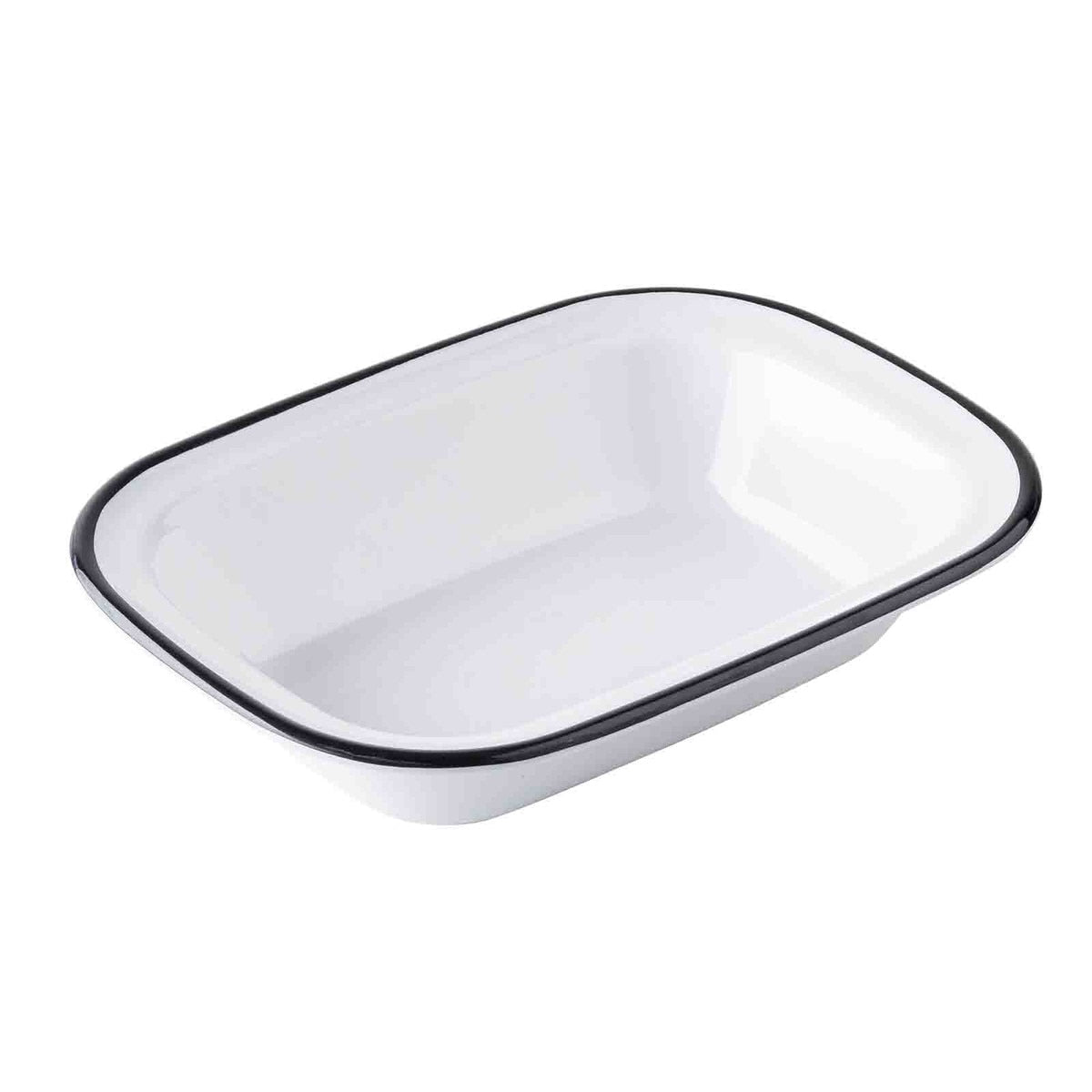 Canteen Collection 30 oz. Rectangular Serving Pan - Melamine, White/Black