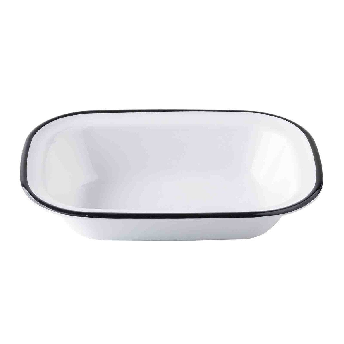 Canteen Collection 30 oz. Rectangular Serving Pan - Melamine, White/Black