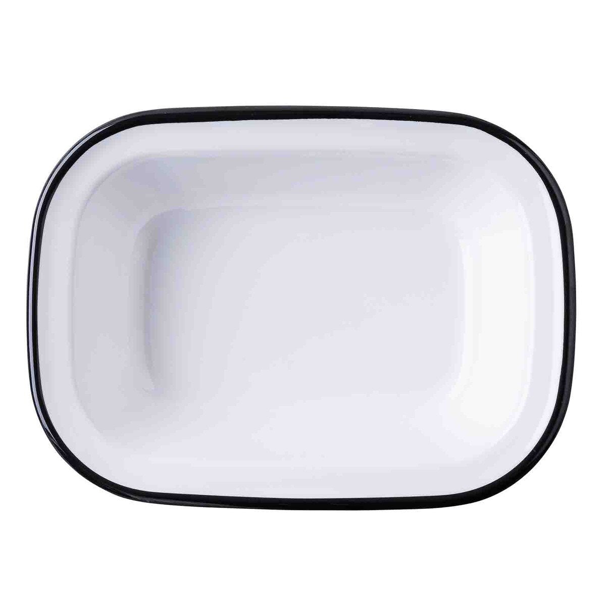 Canteen Collection 30 oz. Rectangular Serving Pan - Melamine, White/Black