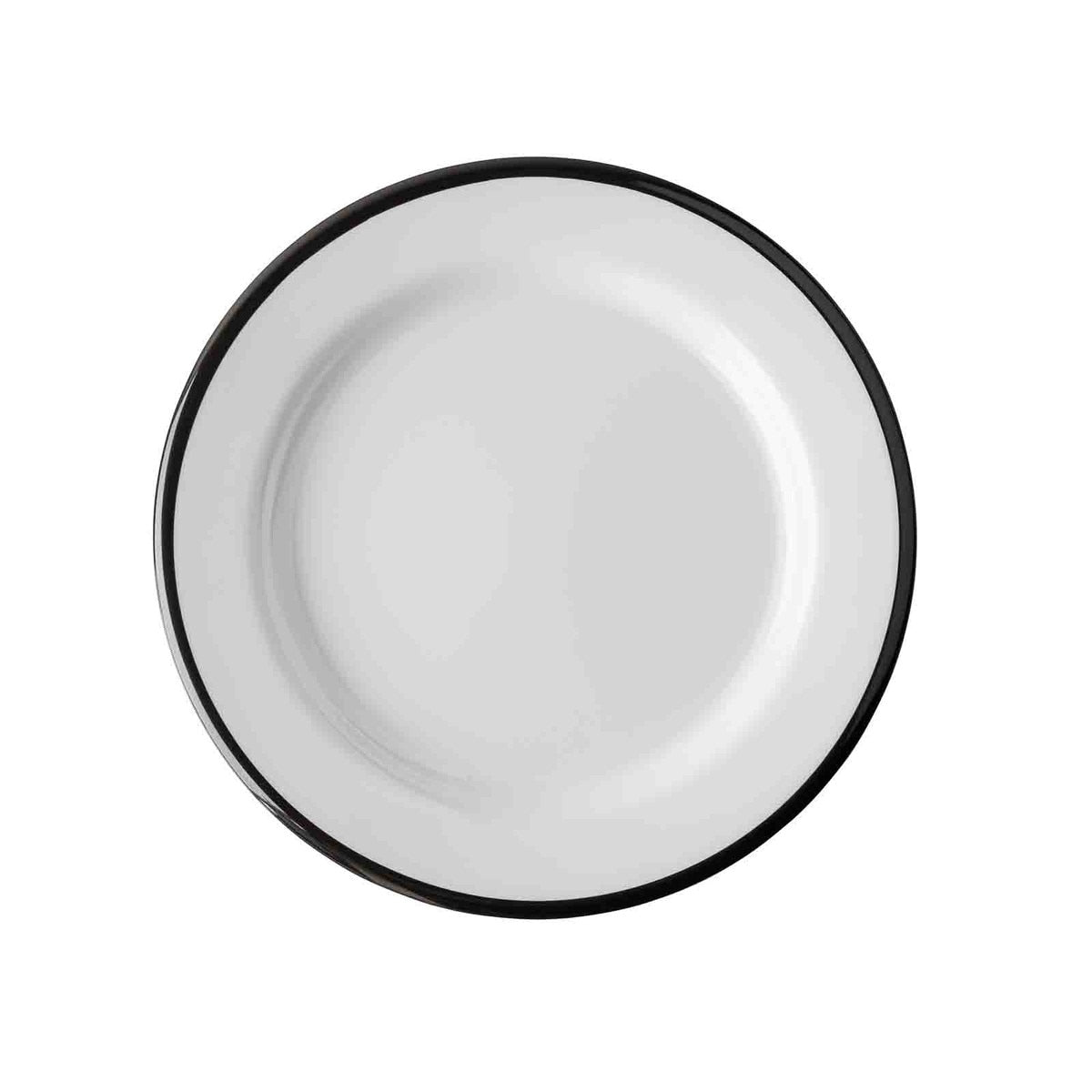Canteen Collection 7.875" Round Plate - Melamine, White/Black