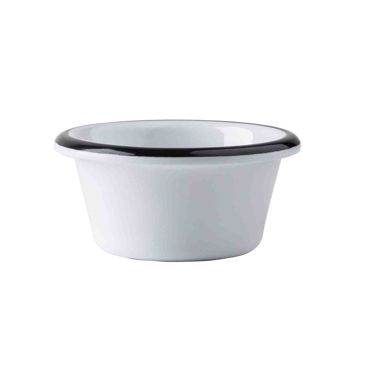 Canteen Collection 3 oz. Round Ramekin - Melamine, White/Black