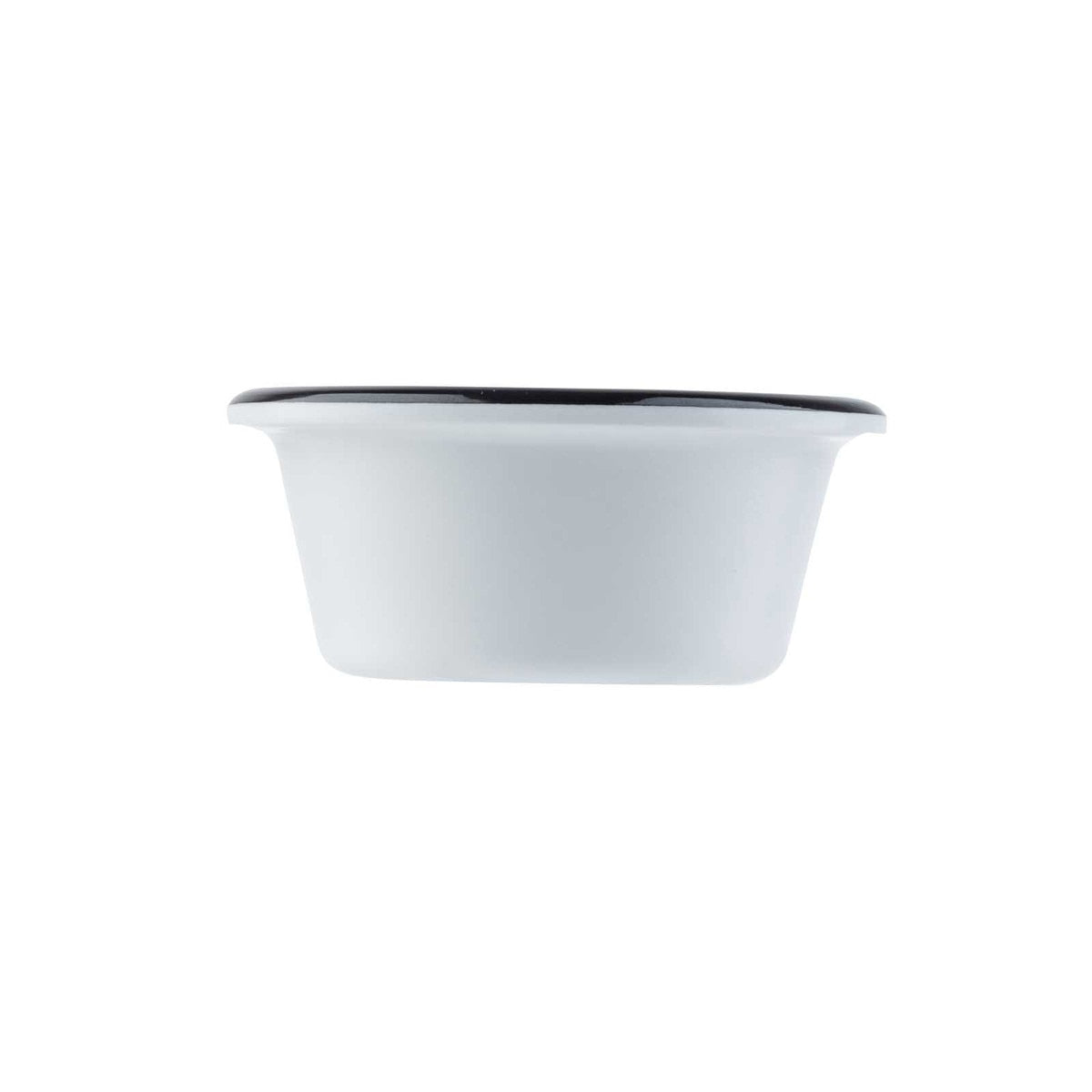 Canteen Collection 3 oz. Round Ramekin - Melamine, White/Black