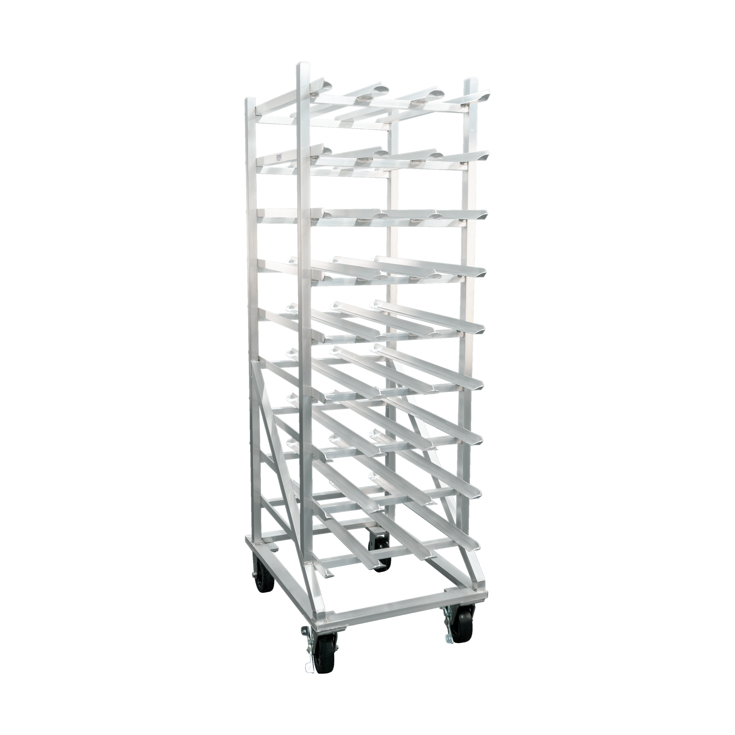 Heavy Duty Welded Aluminum Full-Size Mobile Can Rack - For #5 & #10 Cans - 25.5"L x 35"W x 78"H
