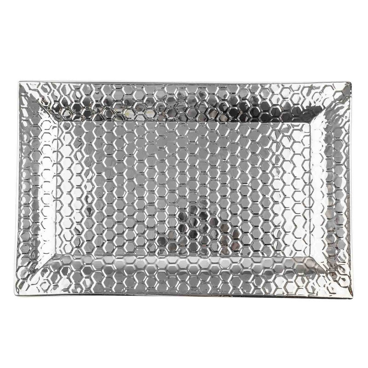 22" x 12" Hive Collection Rectangular Serving Tray - Stainless Steel