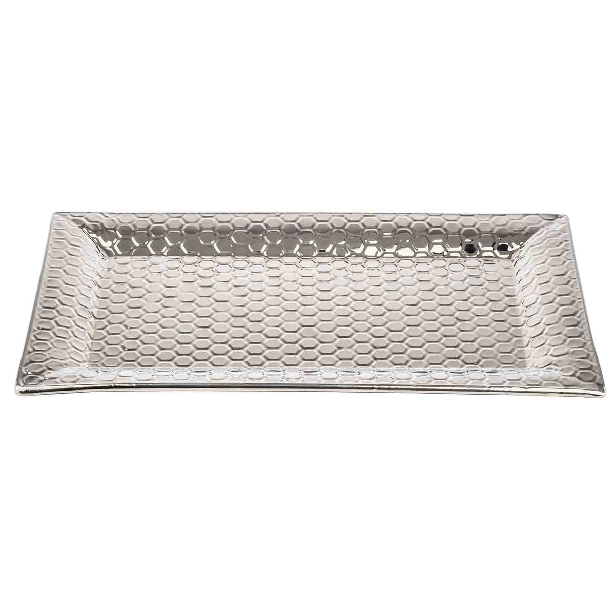 22" x 12" Hive Collection Rectangular Serving Tray - Stainless Steel