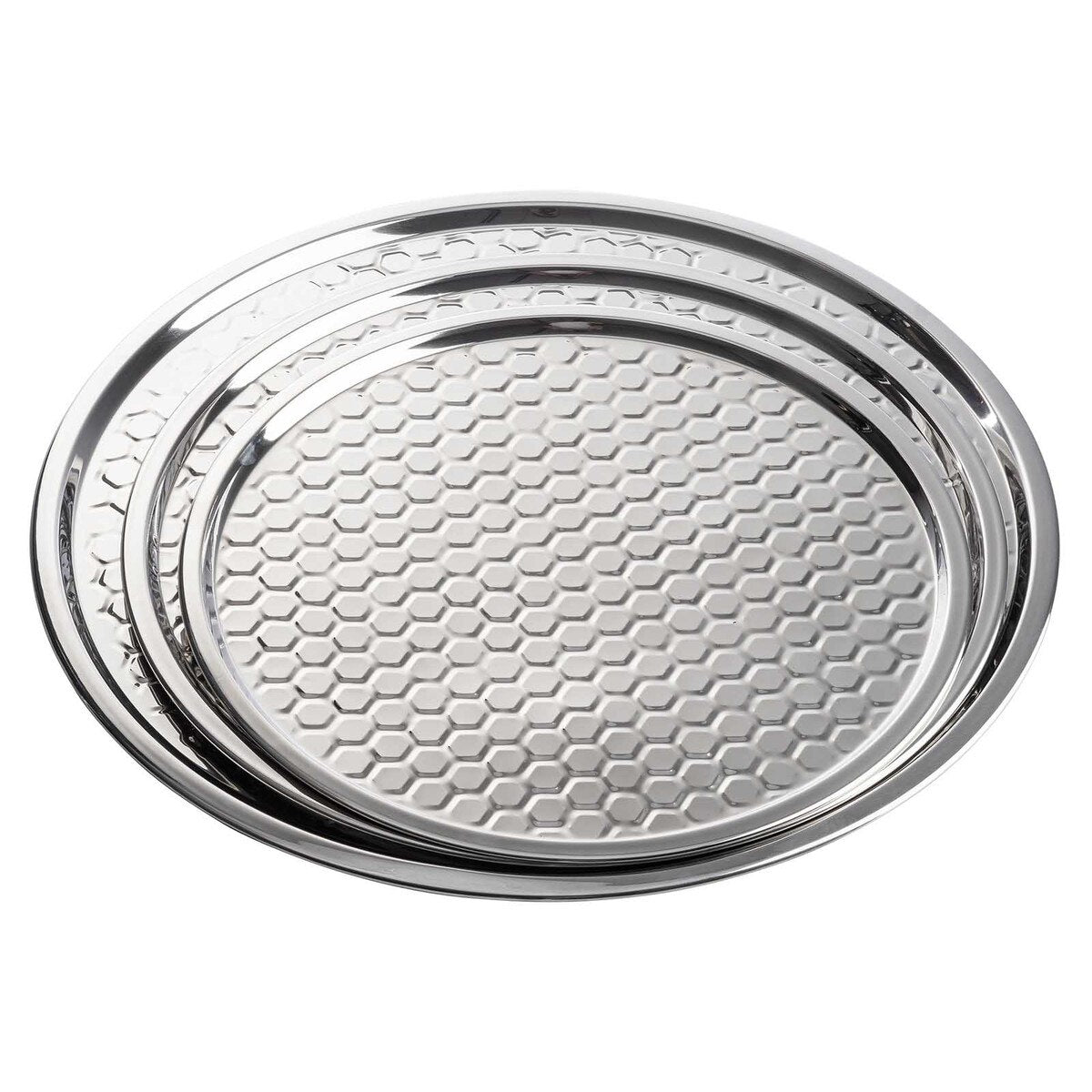 18" Hive Collection Round Serving Tray - Stainless Steel