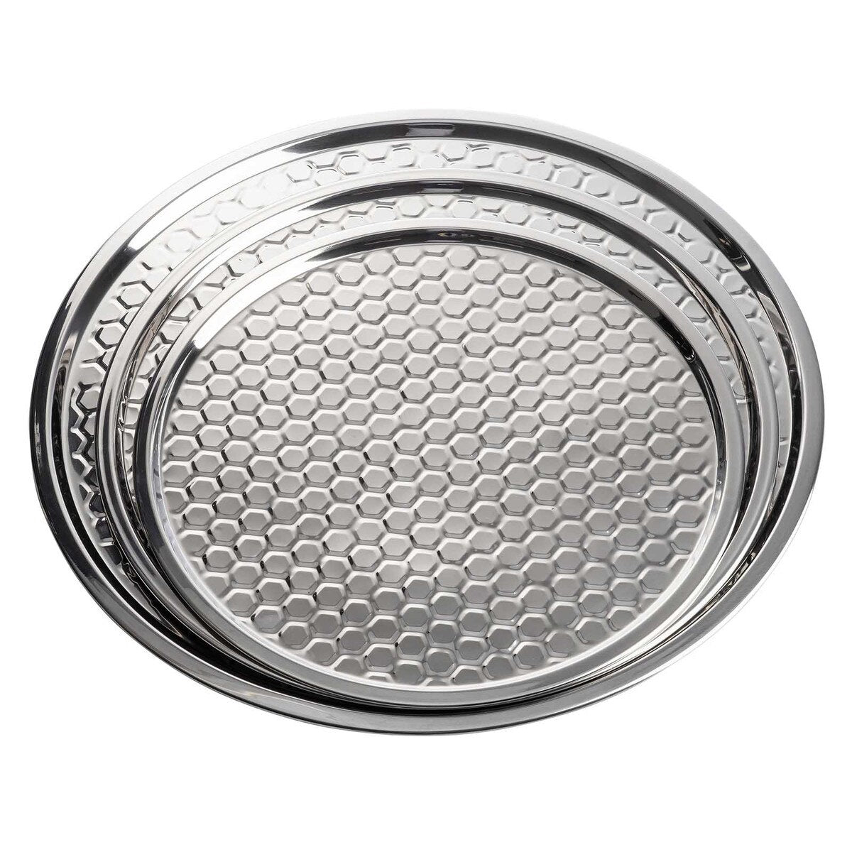 21" Hive Collection Round Serving Tray - Stainless Steel