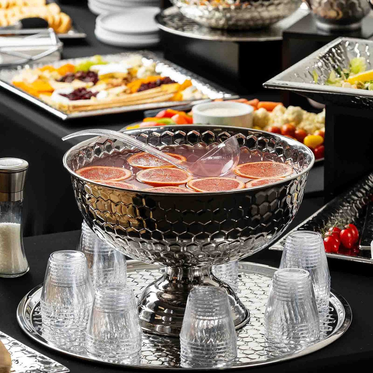 15.5" Hive Collection Round Punch Bowl - Stainless Steel
