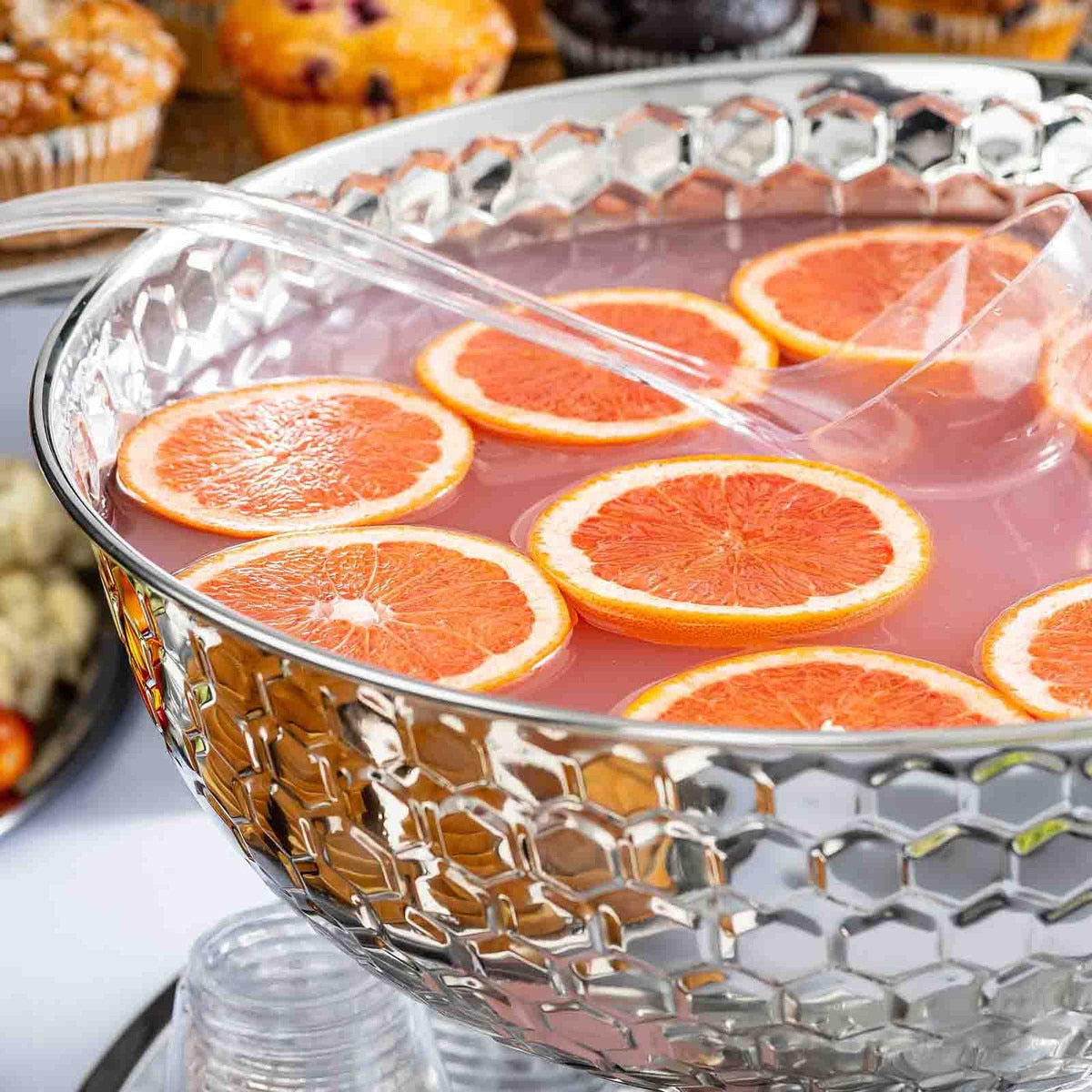 15.5" Hive Collection Round Punch Bowl - Stainless Steel