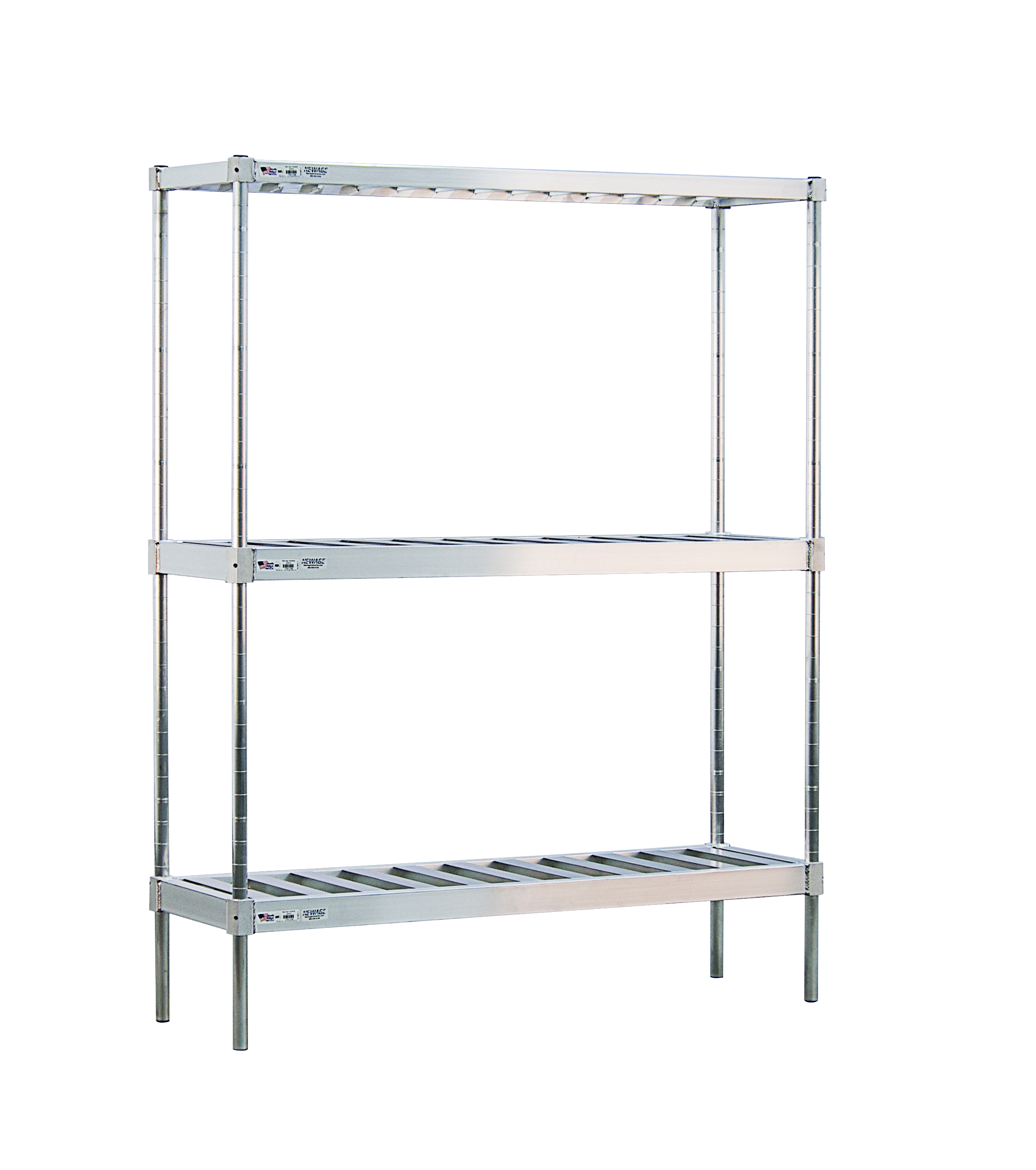 3-Tier Heavy Duty Adjustable (Modular) Single-Deep Keg Shelving Unit With HD-Framed, Slatted T-Bar Shelves (Shelving Kit/Complete Shelving Unit) - 18"W x 76"H x 80"L