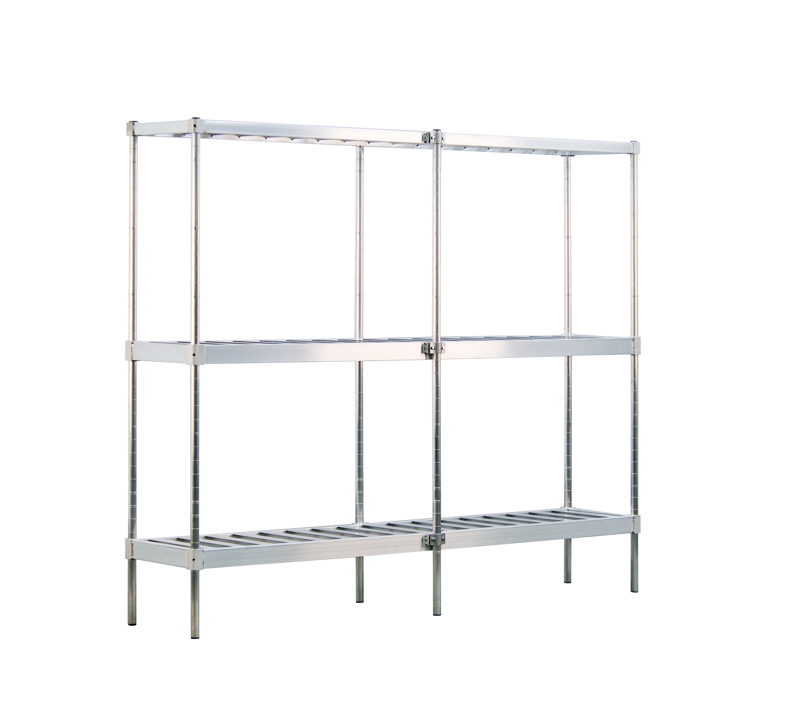 3-Tier Heavy Duty Adjustable (Modular) Single-Deep Keg Shelving Unit With HD-Framed, Slatted T-Bar Shelves (Shelving Kit/Complete Shelving Unit) - 20.758"W x 76"H x 93"L