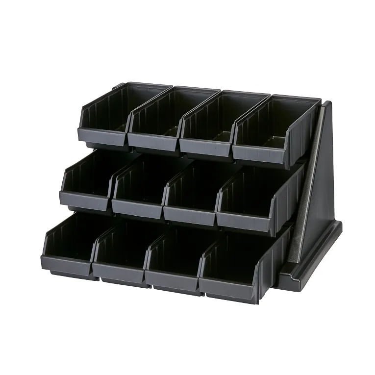 Versa Black 3-Tier Condiment Stand with 12 Bins