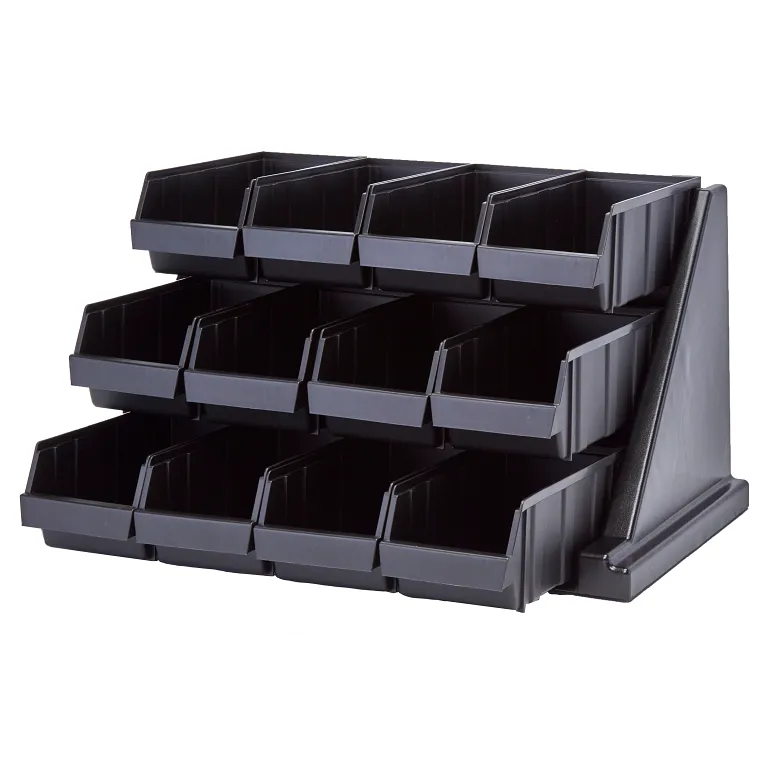 Versa Black 3-Tier Condiment Stand with 12 Bins