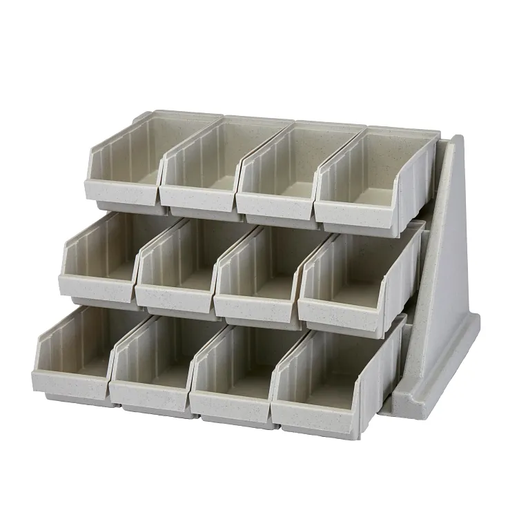Versa Speckled Gray 3-Tier Condiment Stand with 12 Bins