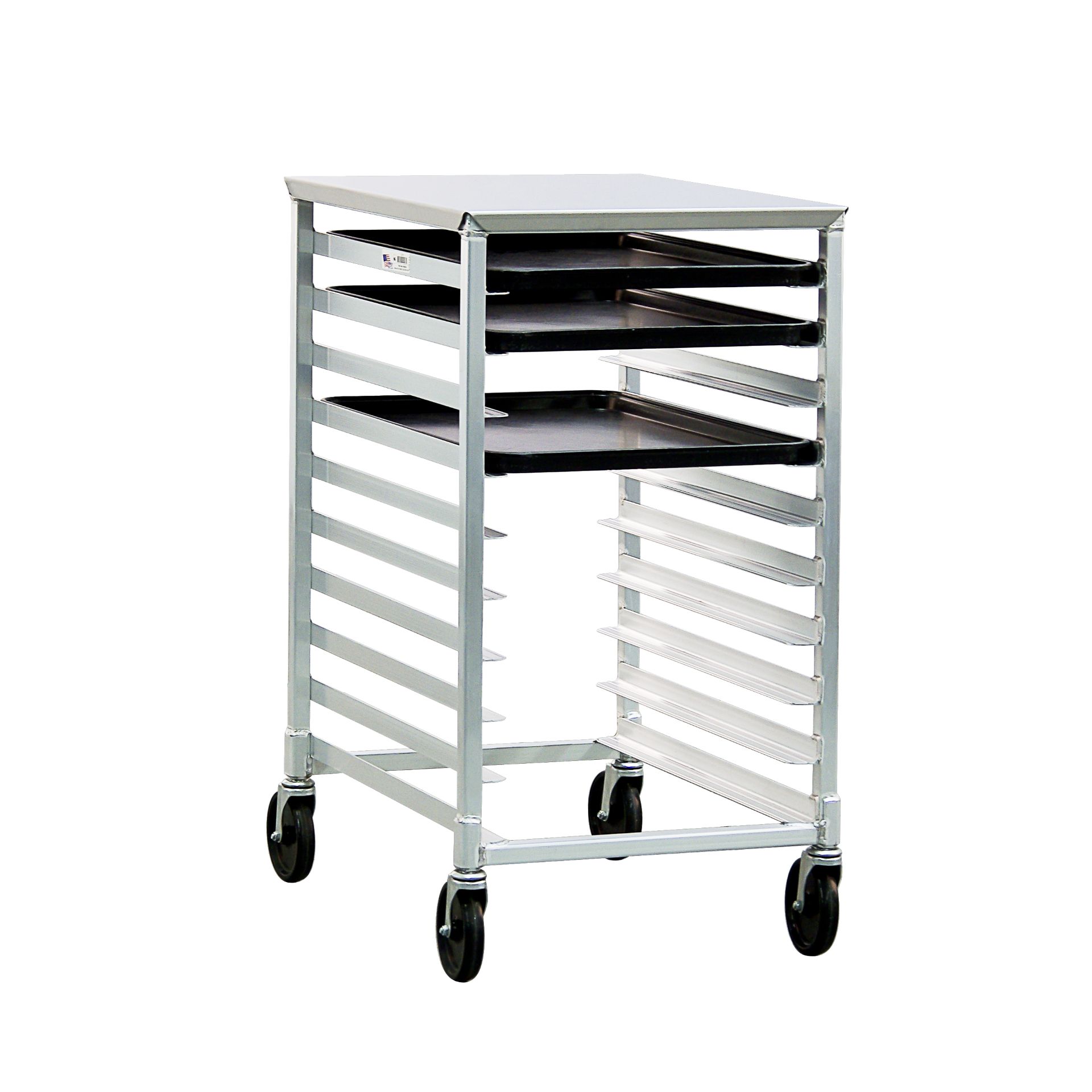 Bun Pan Rack, mobile, half-size, open sides, stainless steel top