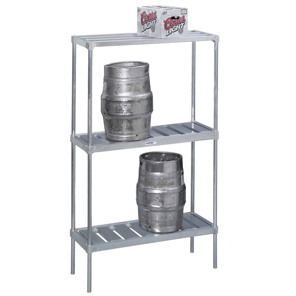 17" x 42" Adjustable Aluminum Single-Deep Keg Shelf