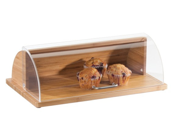 20" x 12" Bamboo Bread Box, Acrylic Roll-Top Cover