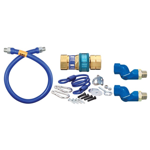 1"D Blue Hose™ Moveable Gas Connector Hose Assembly 72"L, Stainless Steel Braid, SnapFast® QD, 2 Swivel MAX®, Restraining Cable, 247,000 BTU/hr