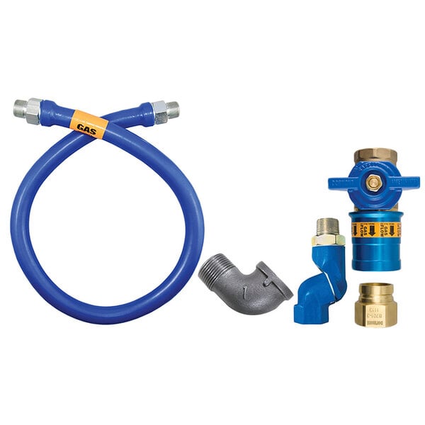 1"D Blue Hose™ Moveable Gas Connector Hose Assembly 60"L, Stainless Steel Braid, Safety Quik® QDV, Swivel MAX®, Elbow